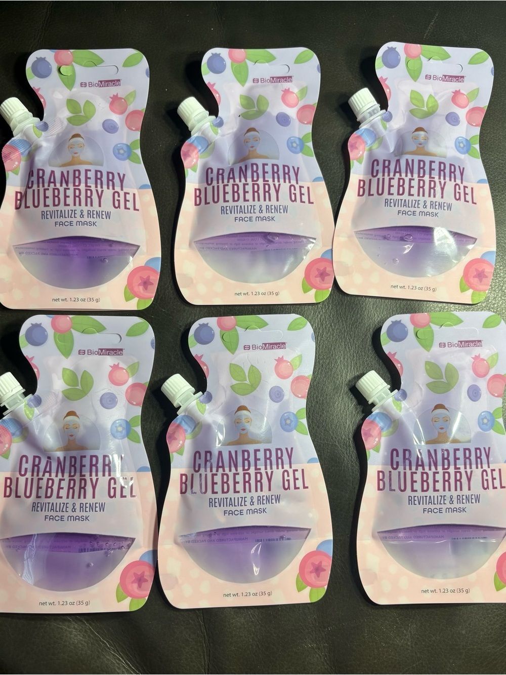 6 New Miracle Cranberry Blueberry Gel Revitalize & Renew Face Mask - Pink/Purple